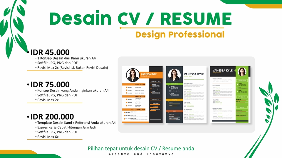 Portfolio & Resume - DESAIN CV (CURICULUM VITAE) / RESUME PROFESIONAL | EXPRES 1 HARI JADI - 1