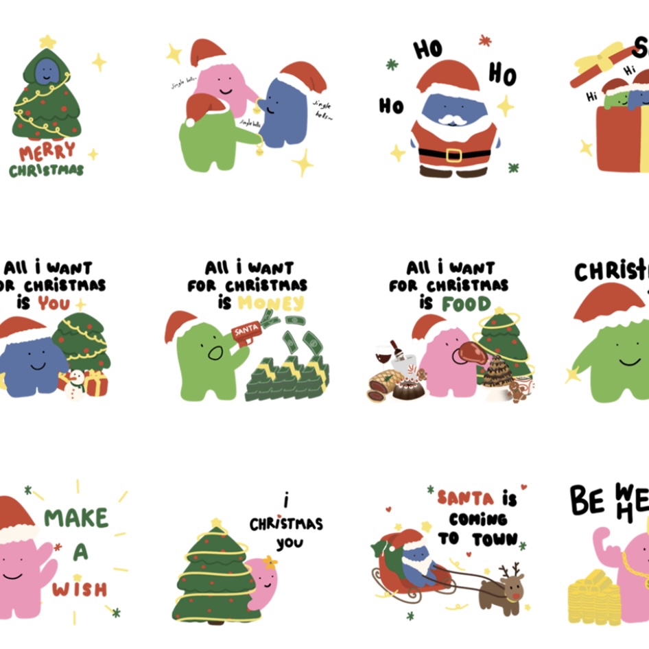 รับออกแบบสติ๊กเกอร์ไลน์ สติ๊กเกอร์คริสต์มาส ภาพน่ารัก ตัวละคร ภาพประกอบ สติ๊กเกอร์ไลน์ขายดี
