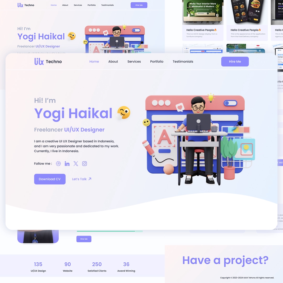 Desainer UI UX freelance di Indonesia membuat desain aplikasi, website, mobile ui ux design, membuat mockup.