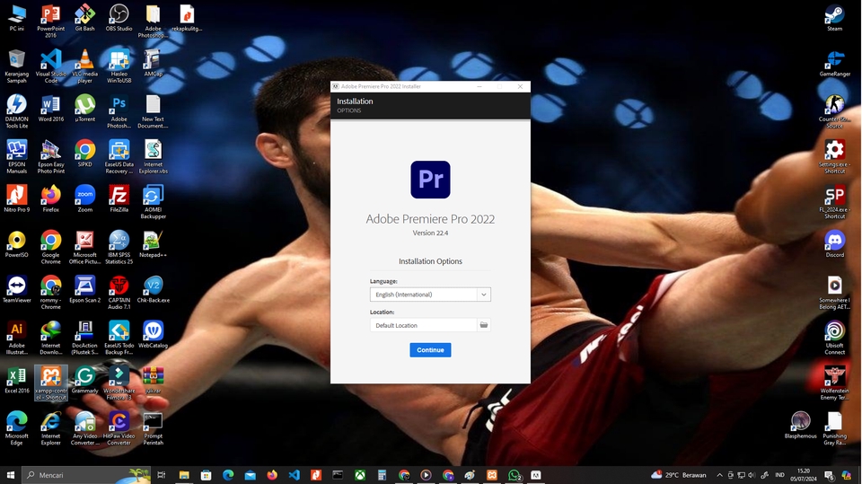 Jasa instalasi Adobe Premiere Pro 2022, teknisi komputer panggilan, IT support Indonesia.