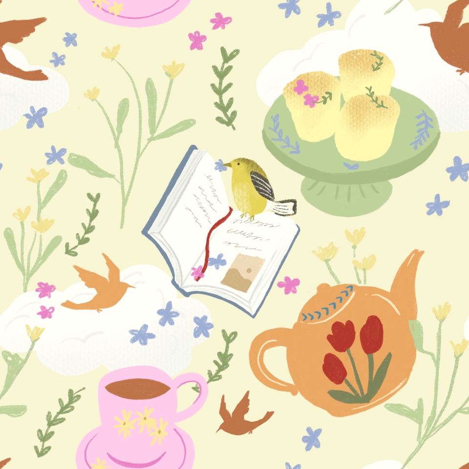 วาด/ออกแบบแพทเทิร์นเสื้อผ้า - ออกแบบลายผ้า แนวน่ารัก สไตล์ดอกไม้ cottagecore - 6