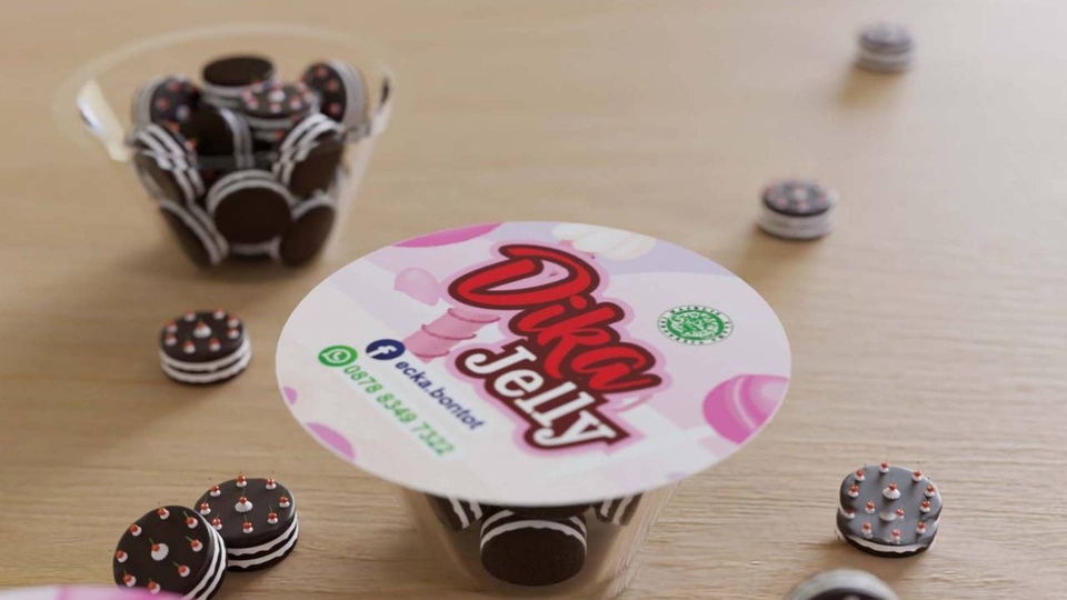 Desain Kemasan Produk Makanan Unik dengan Label Dika Jelly