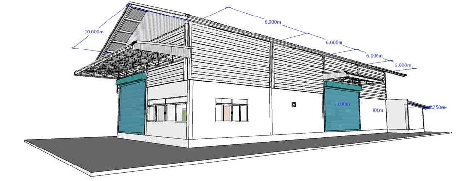 เขียนแบบวิศวกรรมและออกแบบโครงสร้าง - รับเขียนแบบ 3 มิติ โครงหลังคาเหล็กมุงด้วยแผ่นเมทัลชีท ด้วย โปรแกรม Sketch Up - 13
