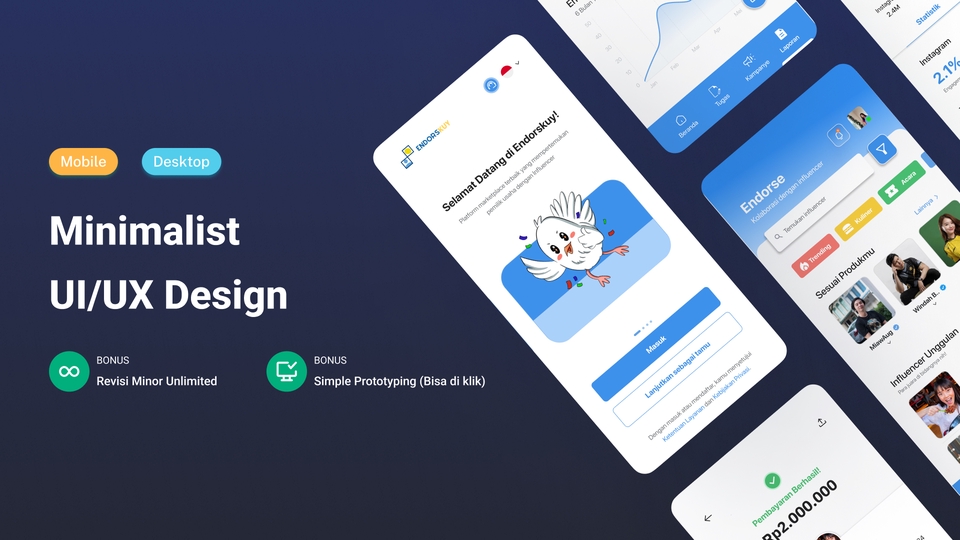UI & UX Design - PAKET TUGAS - UI/UX Design Minimalis Terjangkau Spesialisasi Back-End Android, IOS, Desktop - 2