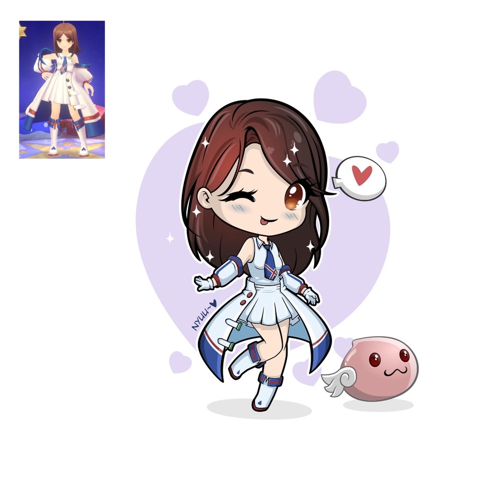Jasa desain karakter kartun lucu dengan desain karakter game fantasi yang imut, cocok untuk keperluan pembuatan vtuber.