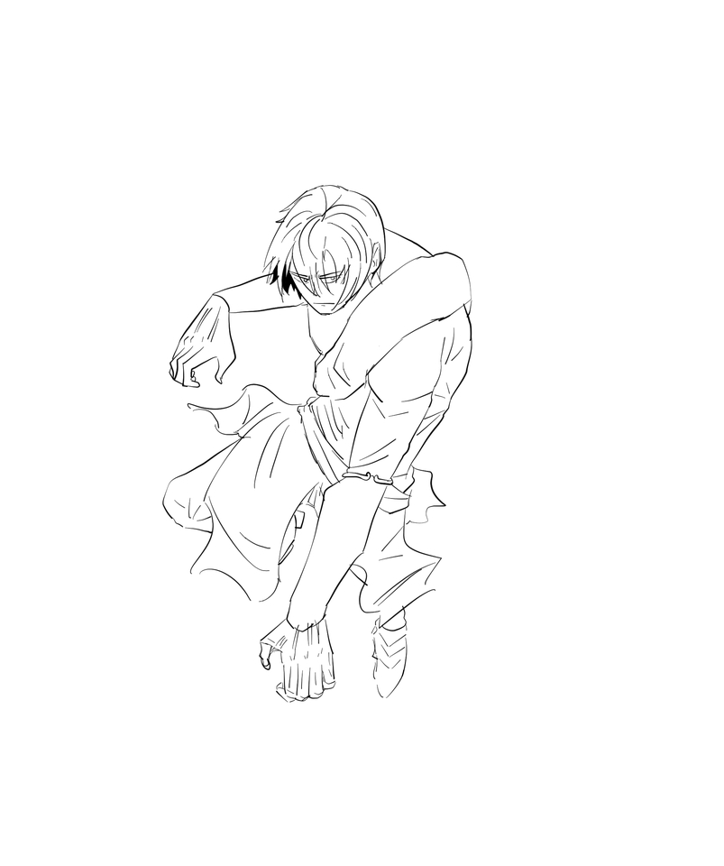 Jasa ilustrasi digital dengan gambar seorang pria sedang berpose.