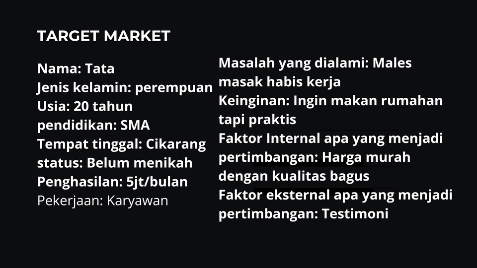 Jasa penulis artikel dan copywriting freelance di Indonesia, target market: wanita muda usia 20 tahun, bekerja sebagai karyawan, mencari jasa penulisan konten untuk keperluan pribadi.