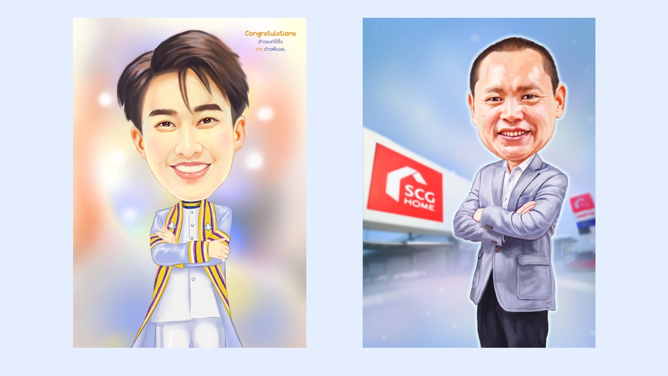 รับวาดรูปการ์ตูนล้อเลียน บุคคล บริษัท ภาพเหมือน