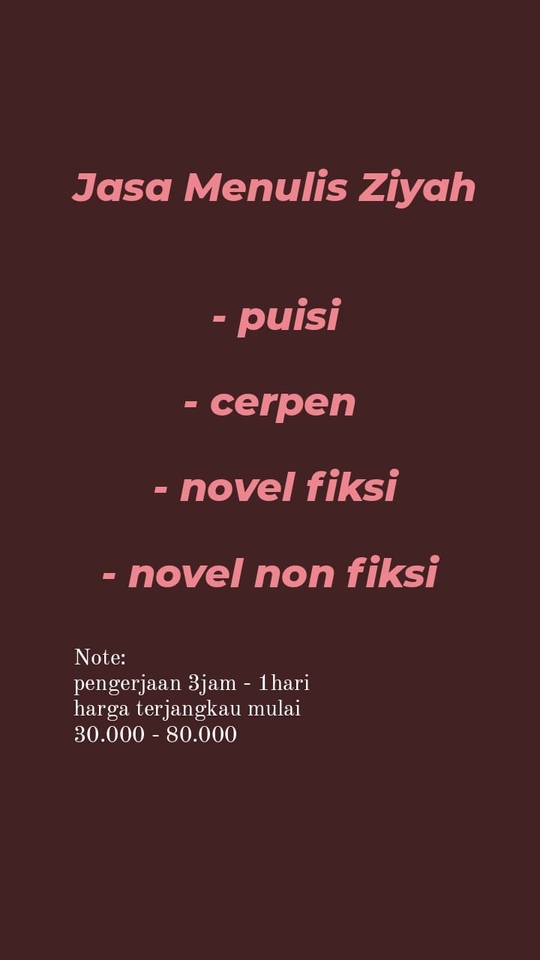 Penulisan Konten - Jasa menulis puisi, cerpen, dan cerita novel fiksi dan non fiksi  - 2