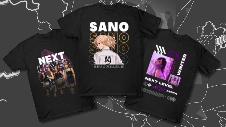 Desain Kaos & Motif - Membuatkan desain streetwear/vintage style for your idol, anime or your girlfriend dll - 1