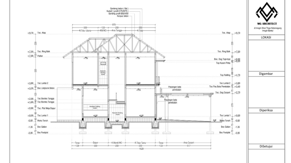 CAD Drawing - Gambar kerja rumah 1 Lantai & 2 lantai - 1