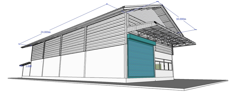 เขียนแบบวิศวกรรมและออกแบบโครงสร้าง - รับเขียนแบบ 3 มิติ โครงหลังคาเหล็กมุงด้วยแผ่นเมทัลชีท ด้วย โปรแกรม Sketch Up - 21