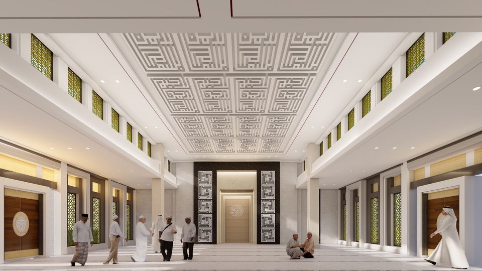 Jasa desain interior dan eksterior 3d untuk masjid modern.