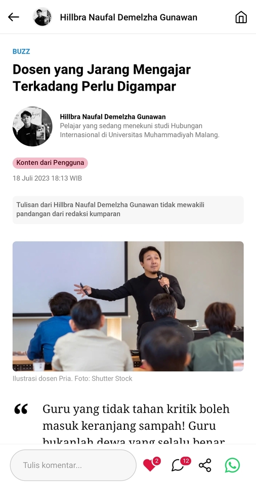 Pengetikan Umum - Kepenulisan Artikel, Esai, dan Opini - 3