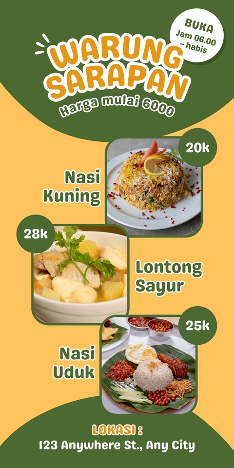 Jasa Desain Banner Instagram untuk Warung Sarapan dengan Harga Mulai 6000, desain banner online, banner promosi instagram, buat banner instagram, banner instagram desain, desain gambar promosi instagram.