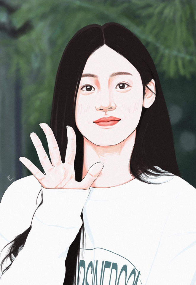 รับวาดภาพเหมือน ภาพวาดผู้หญิงผมยาว สไตล์การ์ตูนน่ารัก ภาพประกอบโปรไฟล์