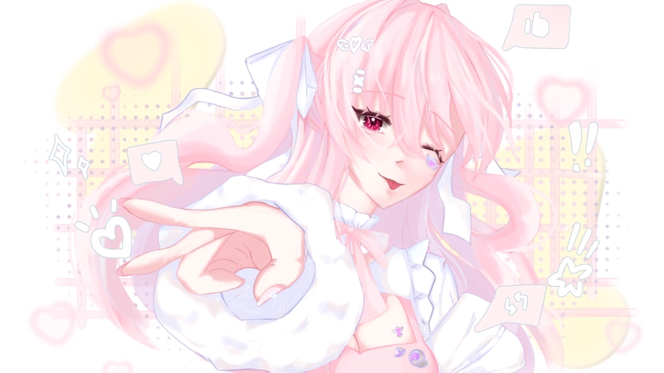 วาดแฟนอาร์ตสาวผมชมพูในชุดสีขาว