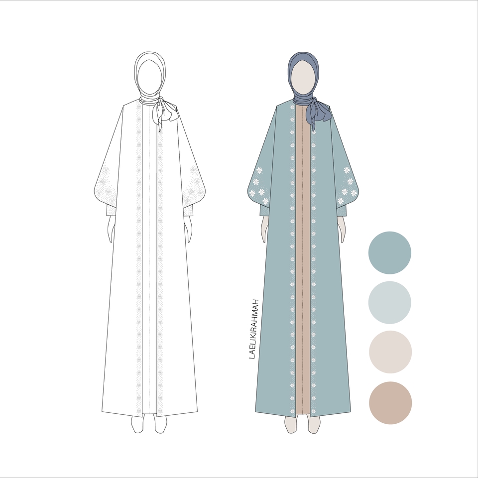 Desain Kaos & Motif - Ilustrasi Fashion Digital (Depan dan Belakang) untuk Wanita & Pria - 6