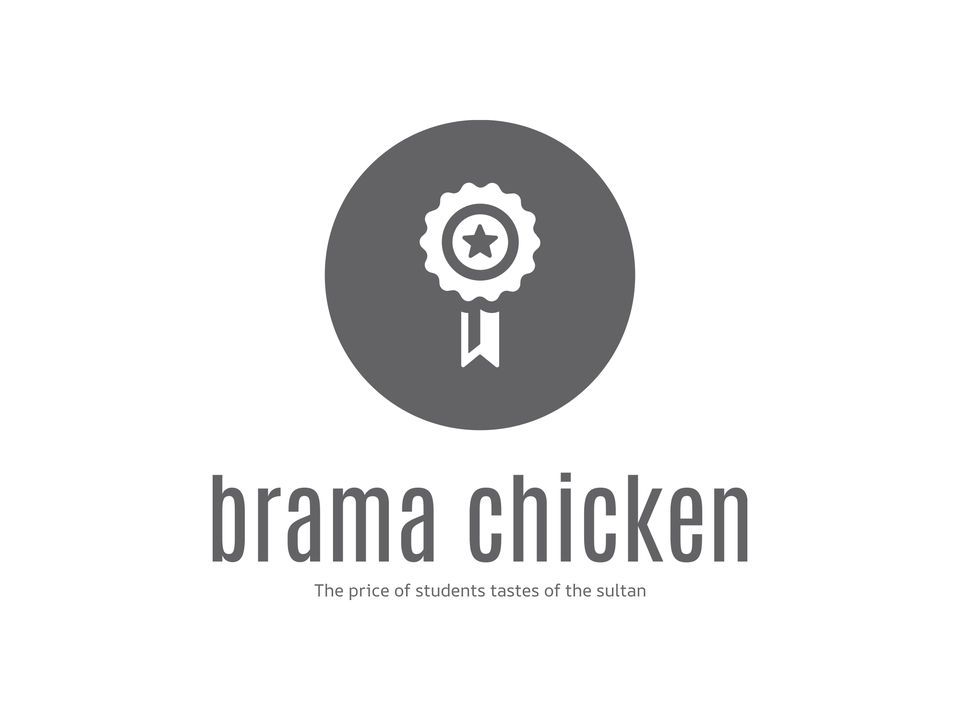 Jasa desain logo restoran dan cafe dengan nama brama chicken, logo dengan desain minimalis dan elegan.
