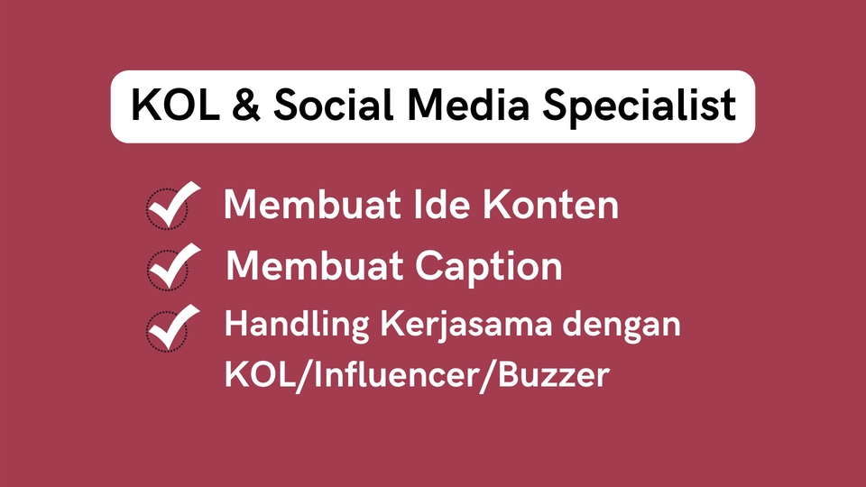 Jasa Lainnya - KOL & SOCIAL MEDIA SPECIALIST - 1