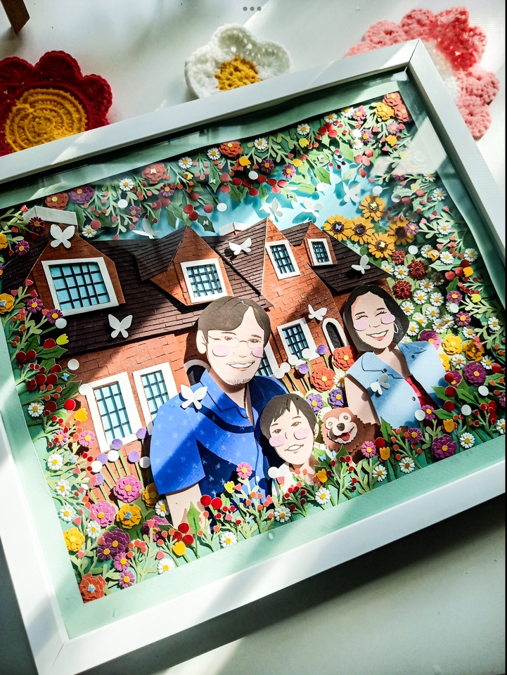 รับทำของขวัญแฮนเมด ของขวัญวันเกิด รูปภาพครอบครัว 3D ปั้นจากกระดาษ