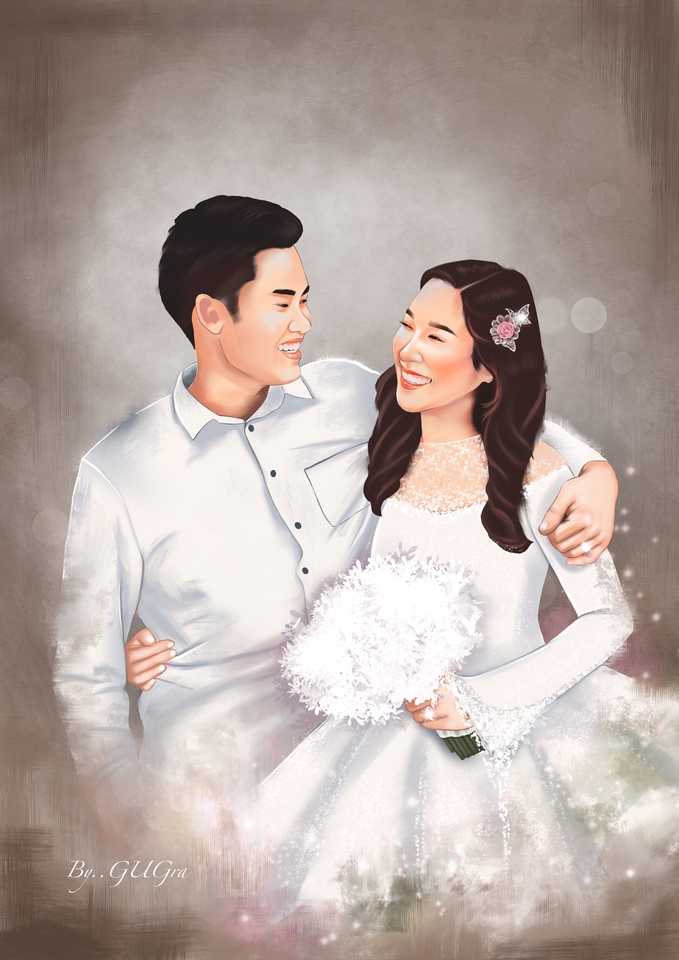 รับวาดภาพเหมือน คู่รัก ภาพวาดบุคคล ภาพวาดการ์ตูน