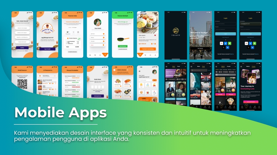 Desain aplikasi mobile dengan antarmuka yang sederhana, intuitif dan mudah digunakan.