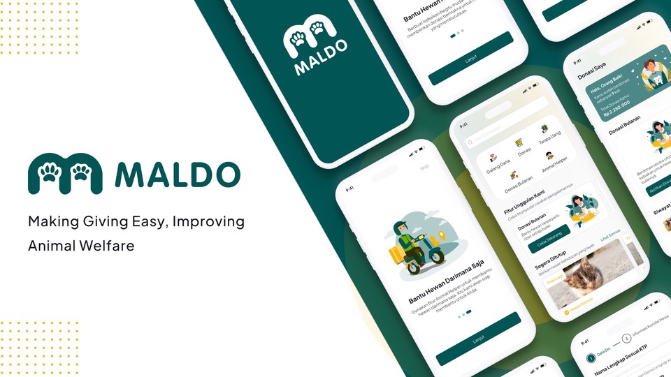Desain UI UX aplikasi mobile dengan tema membantu hewan. Layanan desain aplikasi mobile profesional. Desain UI UX, freelance UI UX, desainer UI UX, desain aplikasi, mockup aplikasi.