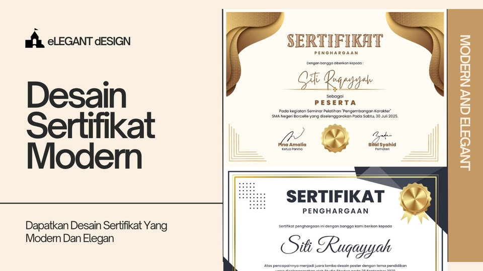 Jasa Desain Sertifikat dan Piagam Penghargaan - Desain Sertifikat Modern / Sertifikat Inggris dan Indonesia