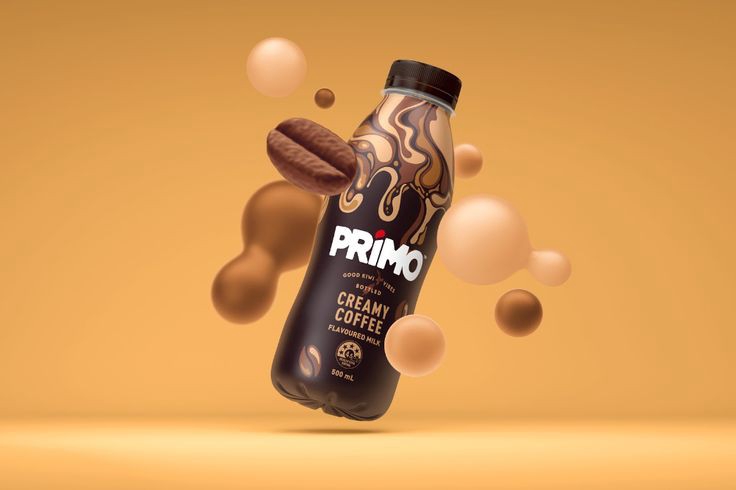 Desain Kemasan Botol Minuman Kopi Creamy Primo