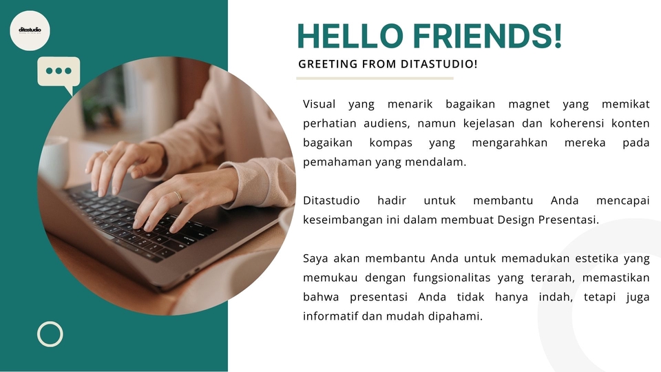 Jasa desain presentasi powerpoint, pembuatan slide presentasi profesional dan menarik untuk membantu Anda mencapai keseimbangan konten dan visual.