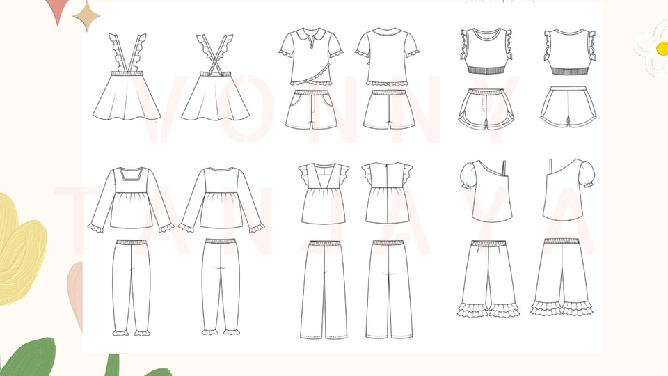 Desain Kaos & Motif - TECHNICAL DRAWING BAJU ANAK, DEWASA WANITA & PRIA - 1