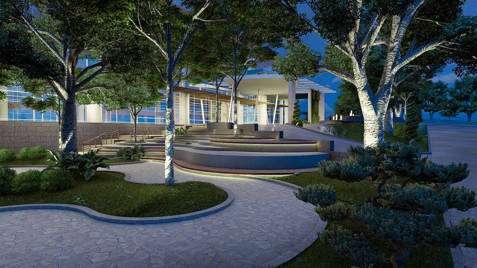 Jasa desain arsitektur untuk bangunan minimalis modern dengan taman