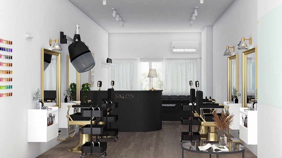 รับออกแบบร้านเสริมสวย 3d perspective สวยหรู ทันสมัย ออกแบบร้าน 3d ราคาถูก โมเดลร้านเสริมสวย 3 มิติ รับเขียนแบบ 3d