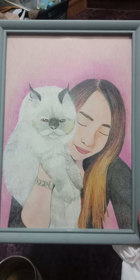 วาดภาพเหมือน Portrait - วาดภาพสัตว์เลี้ยง สีไม้ สีอคิริค - 6