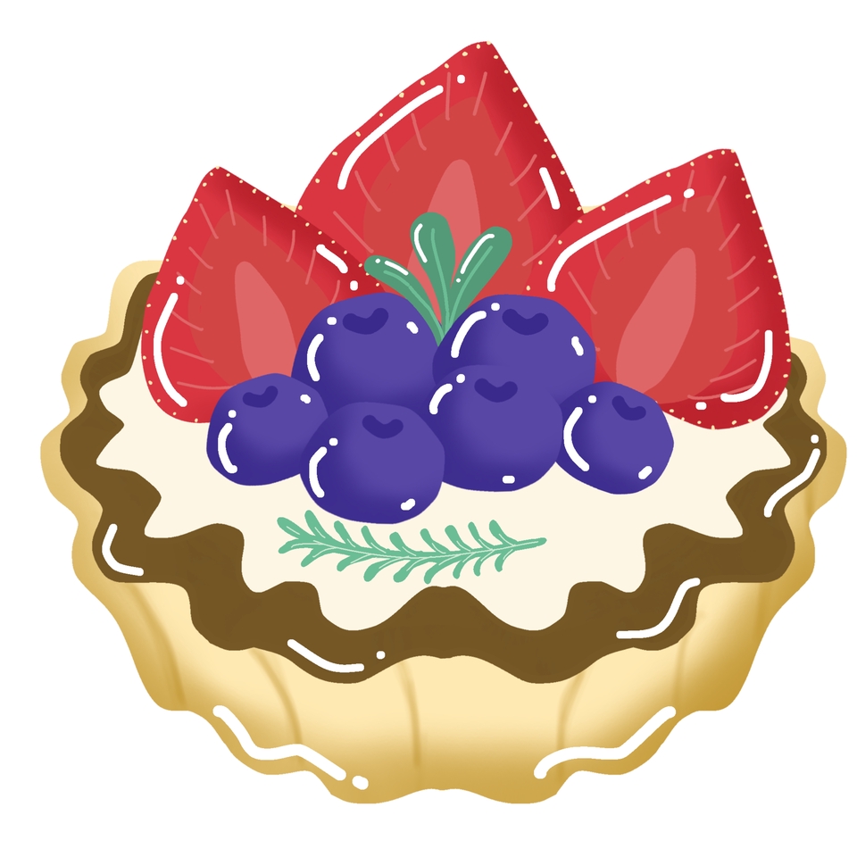 รับวาดภาพประกอบ เค้กผลไม้ สตอเบอร์รี่ บลูเบอร์รี่