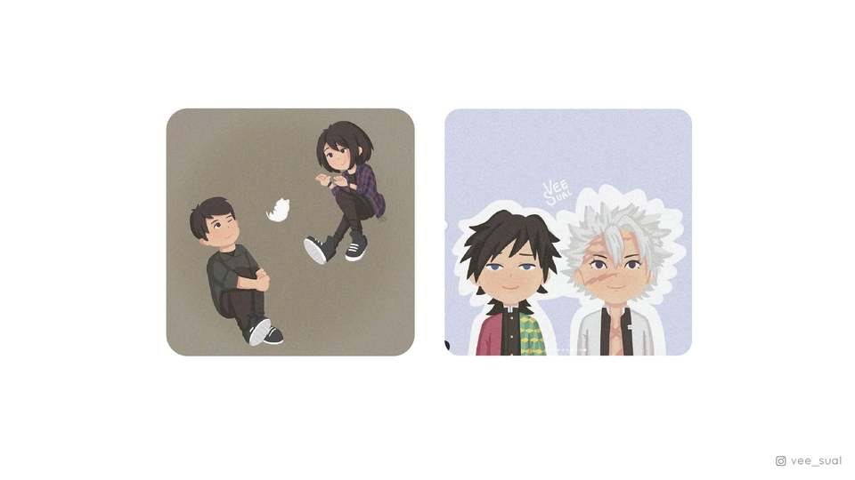 Ilustrasi dua karakter wanita dan pria sedang berdiri di depan latar belakang. Ilustrasi ini cocok untuk keperluan desain karakter.