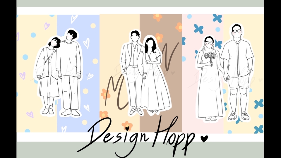 รับวาดรูปการ์ตูนคู่รัก สไตล์มินิมอล น่ารัก