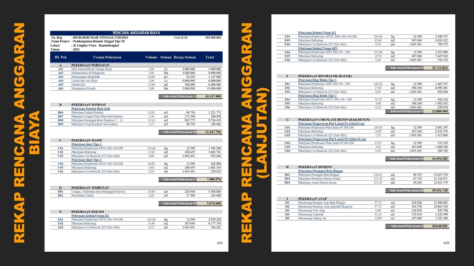 Akuntansi dan Keuangan - RAB / RAP / Engineer Estimate Struktur & Arsitektur Rumah Tinggal, Perkantoran, Gedung, Pergudangan - 4