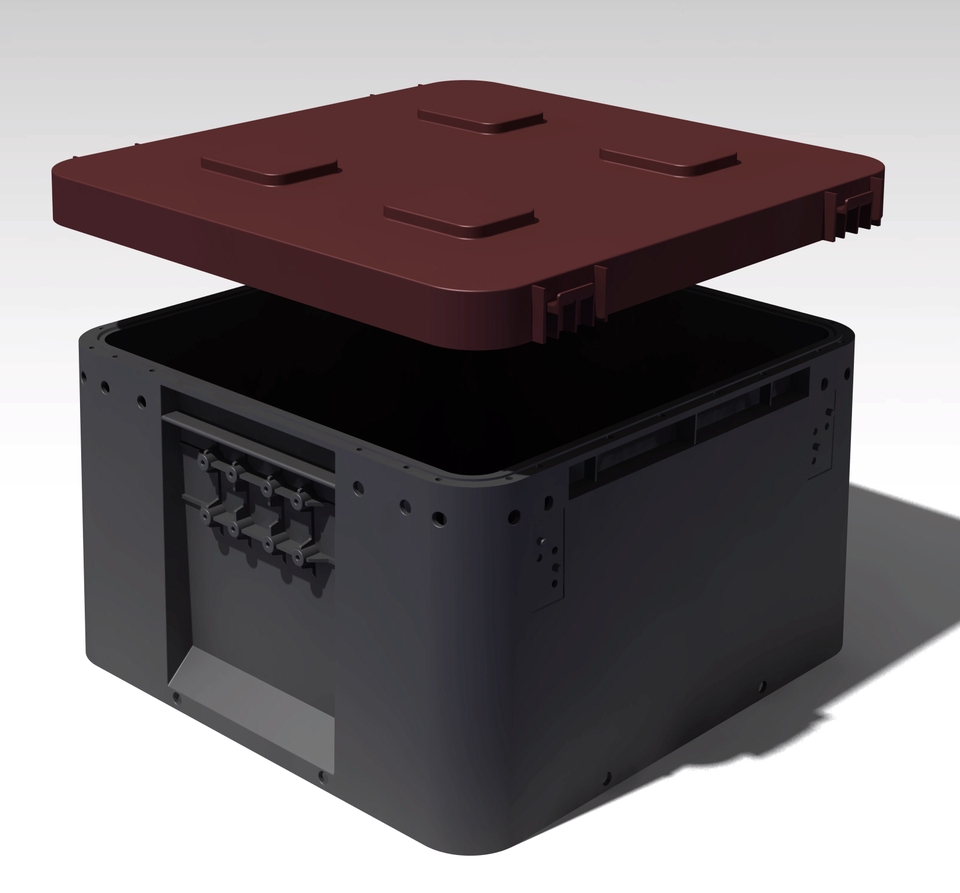 Desain 3D Box dengan penutup berwarna merah maroon. Desain Box ini cocok untuk wadah produk. Desain 3D yang realistis memudahkan klien untuk membayangkan hasil akhir desain produknya.