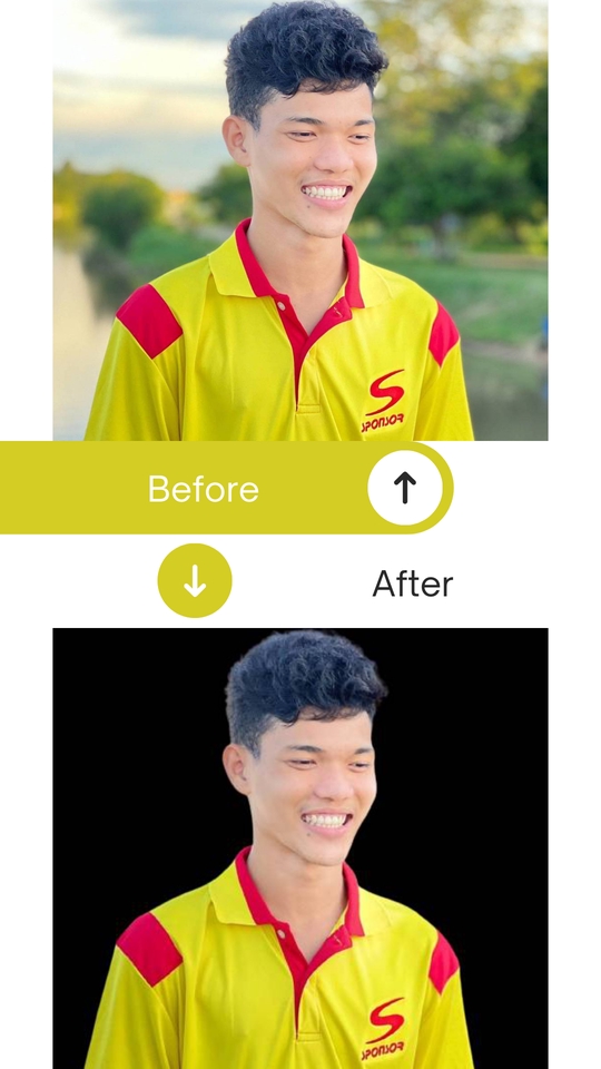 รับถ่ายวีดีโอ ตัดต่อวิดีโอชายหนุ่มยิ้มแย้มแจ่มใส เสื้อสีเหลืองสดใสพร้อมพื้นหลังดำ เหมาะสำหรับรับทำพรีเซนเทชั่น รับถ่ายวีดีโองานแต่ง รับตัดต่อวีดีโอ vlog ตัดต่อวิดีโอลง ติ๊กต๊อก ทำวิดีโอ tiktok ช่างวีดีโองานแต่ง รับถ่ายวีดีโอโฆษณา