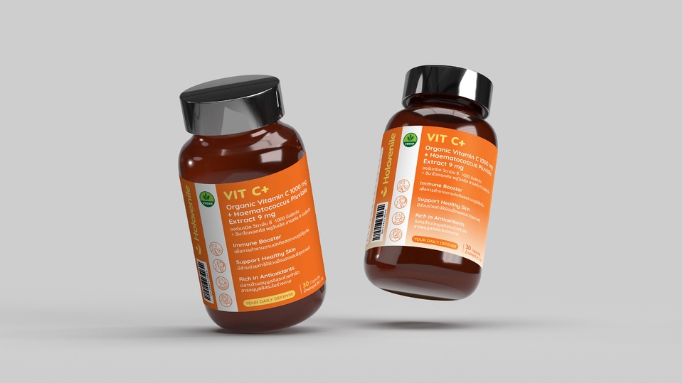 ออกแบบแพคเกจจิ้งอาหารเสริม วิตามินซี บรรจุภัณฑ์สวยงาม