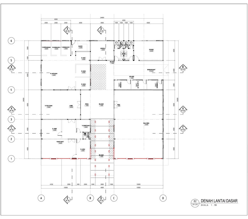 Jasa drafter autocad freelance murah gambar denah lantai dasar bangunan