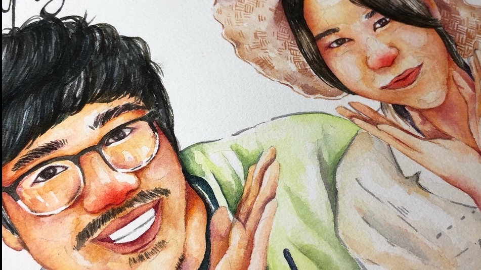 รับวาดภาพเหมือน สีน้ำ วาดภาพเหมือนคน วาดรูปคน การ์ตูน ภาพเหมือน สีน้ำ