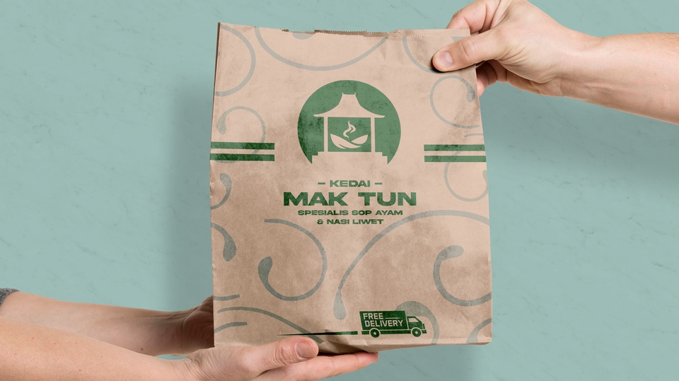 Jasa desain logo makanan online Mak Tun, desain logo rumah makan, jasa buat logo warung makan, desain logo restoran, buat logo olshop makanan.