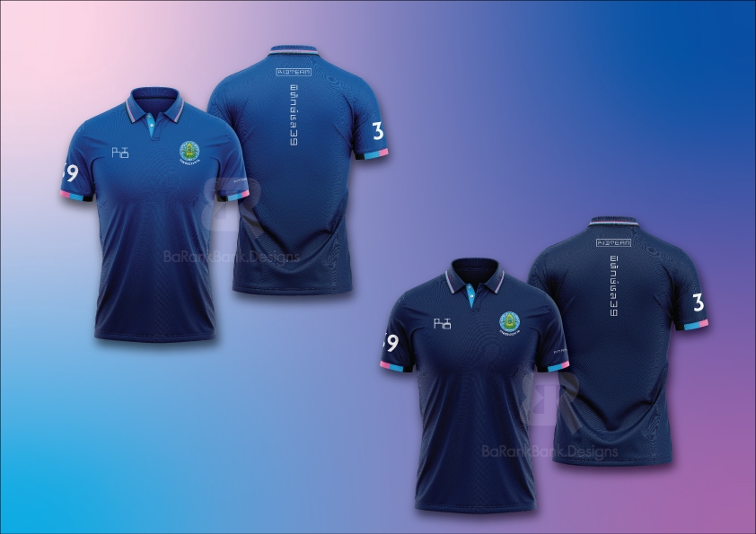 รับออกแบบเสื้อโปโล สีน้ำเงิน มีโลโก้ สวยๆ ใส่ได้ทุกโอกาส เหมาะสำหรับทีมงาน บริษัท หรือมหาวิทยาลัย รับออกแบบตามสั่ง ฟรีไฟล์