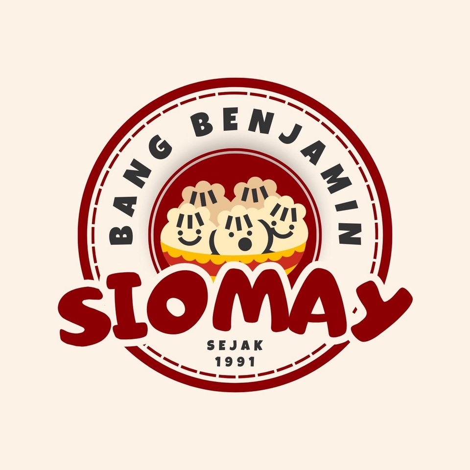 Desain logo Siomay Bang Benjamin, jasa desain logo makanan, logo restoran, logo rumah makan, buat logo online.