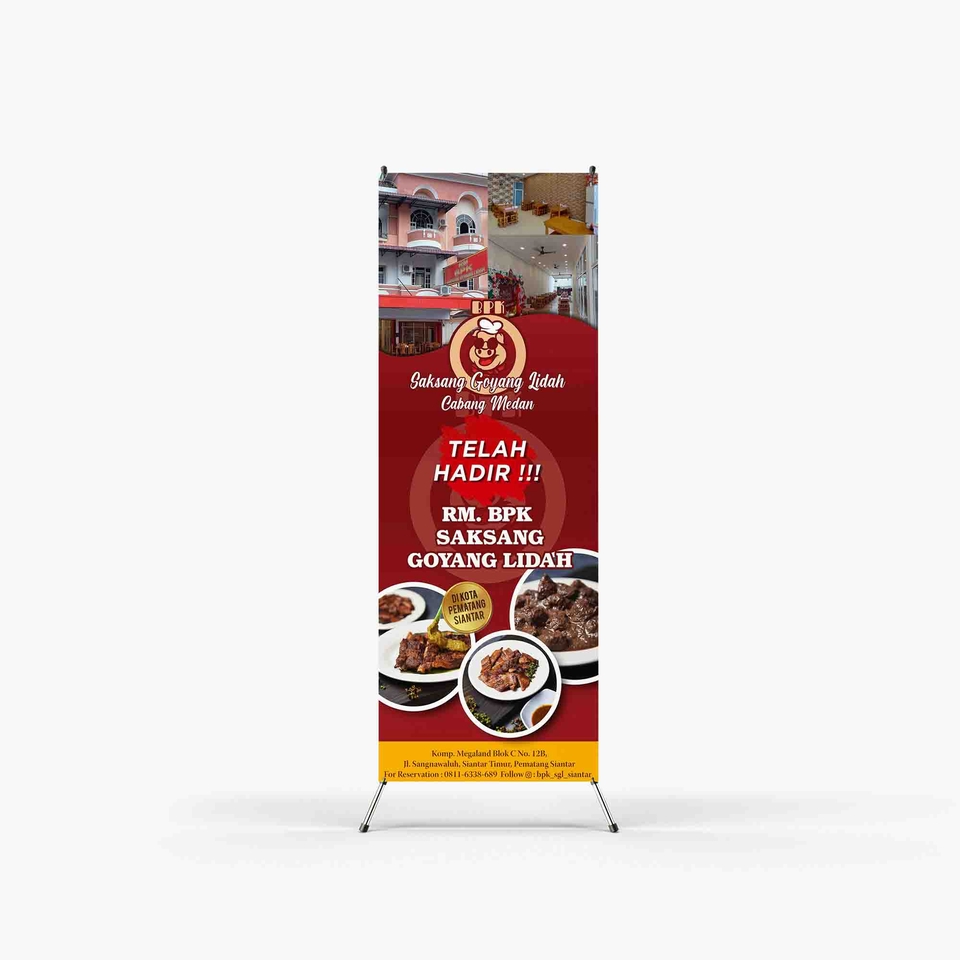Spanduk promosi makanan goyang lidah dengan desain menarik untuk menarik perhatian pelanggan dan meningkatkan penjualan.