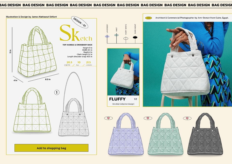 วาด/ออกแบบแพทเทิร์นเสื้อผ้า - รับออกแบบกระเป๋า / ลวดลายบนกระเป๋า Monogram ( Bags Design Accessory / Flat Sketches ) - 12