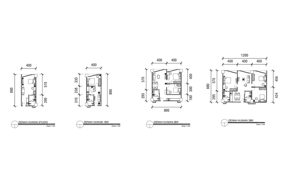 Denah Rumah Minimalis Studio Type 21 Desain Rumah Type 36 2 Kamar